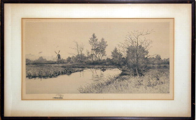 G.W. Bohde Signed 1893 Etching, Dutch Landscape