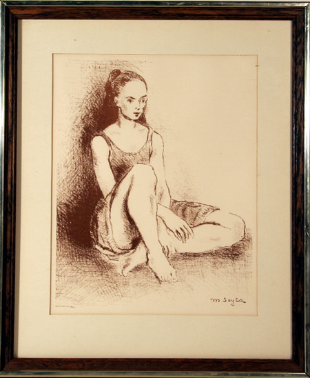 Moses Soyer Framed Lithograph, Ballet Dancer