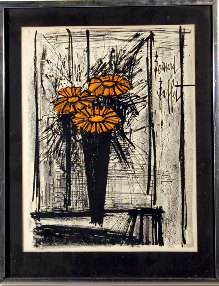 Bernard Buffet, Framed Lithograph, Flower