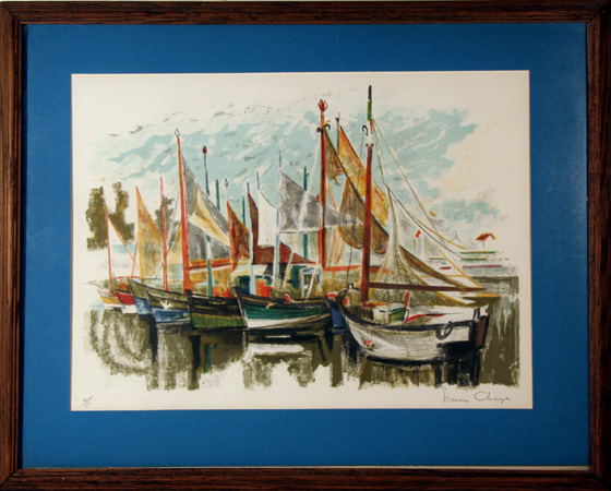 Simon Chaye S/N Lithograph, Sailboat