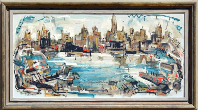 George Schwacha Oil Painting, NYC Skyline