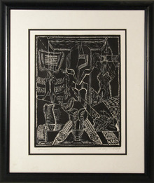 A. Raymond Katz Mishna, Woodcut Print, Women