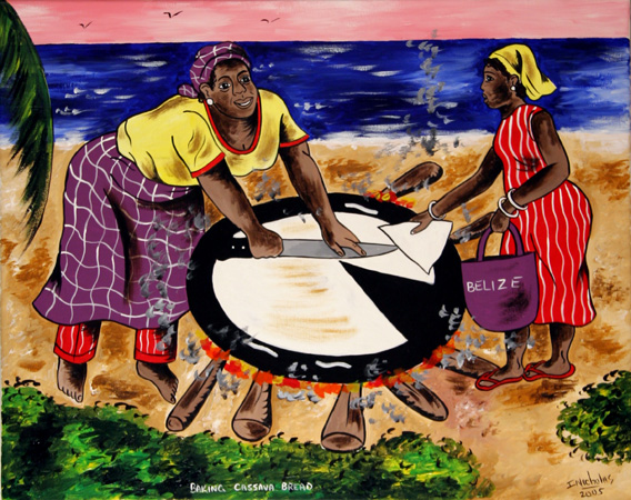 Isiah Nicholas, Island Painting, Baking Cassava