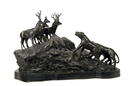 A. Ganso Bronze Sculpture, Lions and Deer