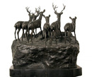 A. Ganso Bronze Sculpture, Lions and Deer