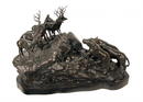 A. Ganso Bronze Sculpture, Lions and Deer