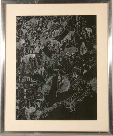 Ruth Mollo, Males, Ink Drawing on Paper