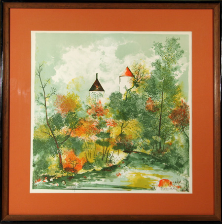 Trousselle Signed Lithograph, French Castle,
