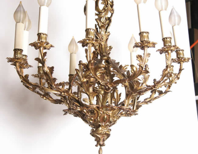 Gilt Bronze Twelve-Arm Chandelier