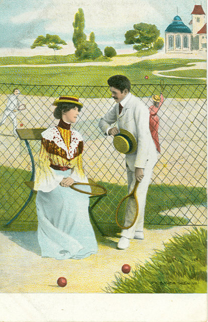 Set of 3 Postcards from the Early 1900's, Tennis, Couple