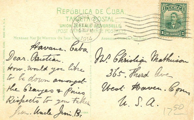 1914 Postcard, Reader In Cigar Factory, Cuba