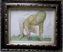 McCauley Framed Oil on Canvas Painting Kneeling