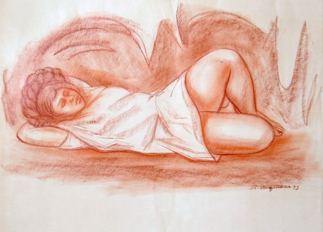 Raul Anguiano, Original Pastel Drawing Mexican