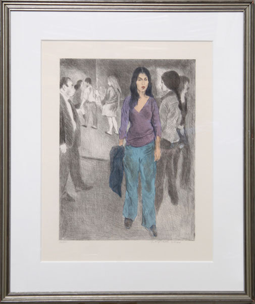 Raphael Soyer, Passing By, Lithograph