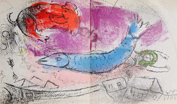 Marc Chagall, Le Poisson Bleu, Lithograph 1957