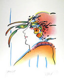 Peter Max, Lady with Feathers, Lithograph