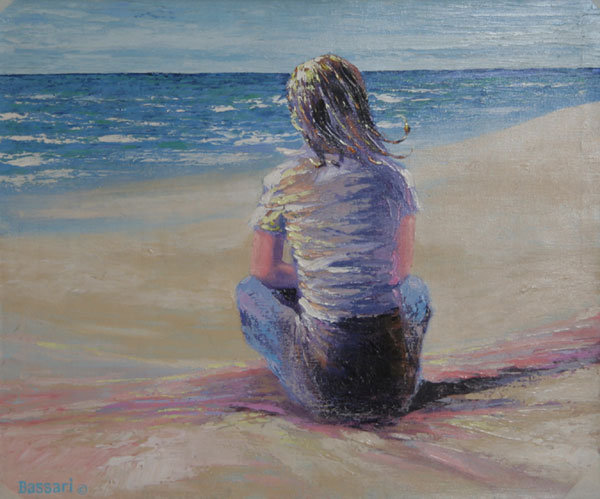 Bassari, Girl on Beach Spanish Painting