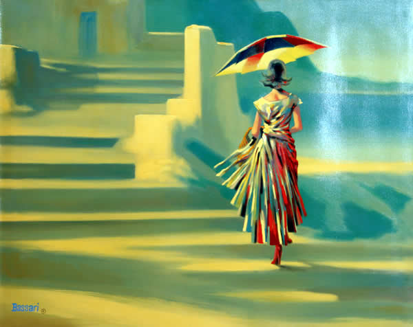 Bassari, Woman with Umbrella Spanish Painting