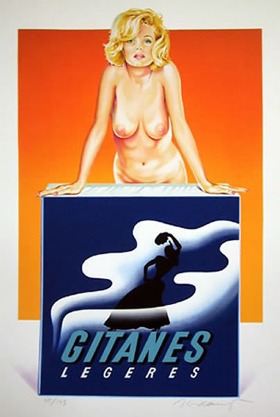 Mel Ramos, Gitanes, Signed Lithograph Pin-Up