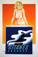 Mel Ramos, Gitanes, Signed Lithograph Pin-Up