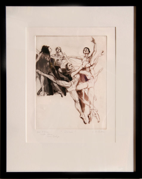G.H. Rothe, Dancers, Framed Aquatint Etching