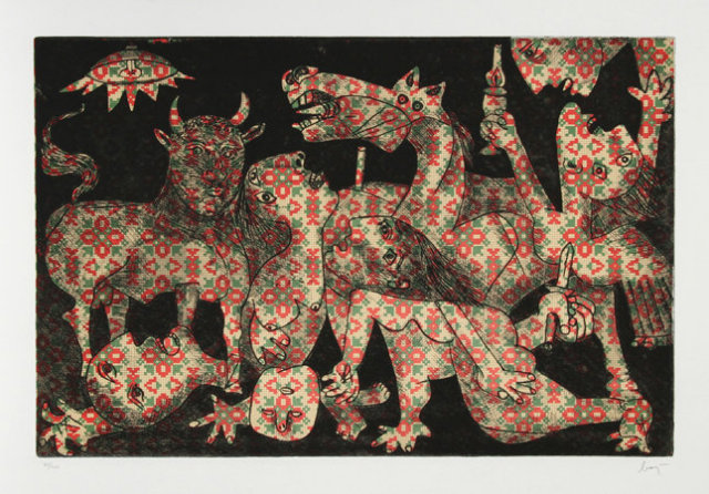 Enrico Baj, Chez Picasso 2, Aquatint Etching