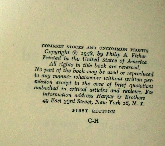 COMMON STOCKS AND UNCOMMON PROFITS (FIRST EDITION)