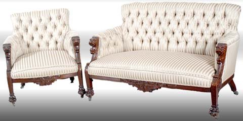Griffin Mahogany Settee & Arm chair