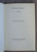 Investment by L. L. B. Angas; 1930 First Edition