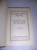 Investment policies that pay by Ray Vance - 1st edition