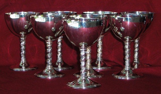 Silver Plate Wine Goblets, Set of 8