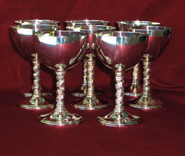 Silver Plate Wine Goblets, Set of 8