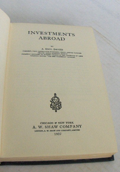 INVESTMENTS ABROAD BY EMIL DAVIES