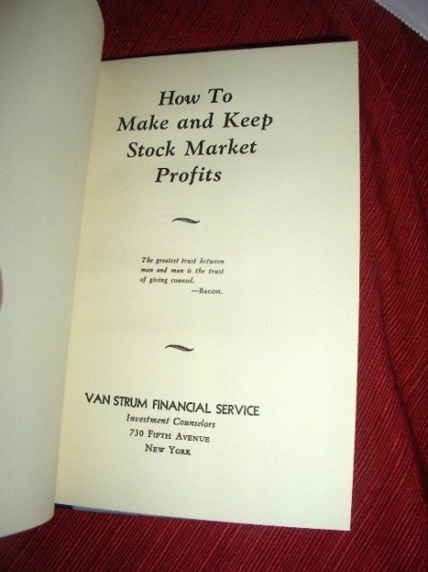 How to Make and Keep Stock Market Profits by Van Strum Financial Service