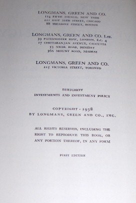 Investments and Investment Policy by Floyd F. Burtchett