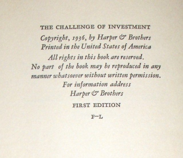 The Challenge of Investment by William Walker Claflin