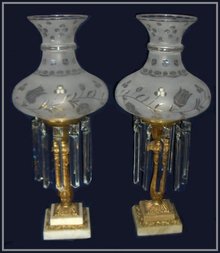 Pair of 19th Century Matching Astral Lamps