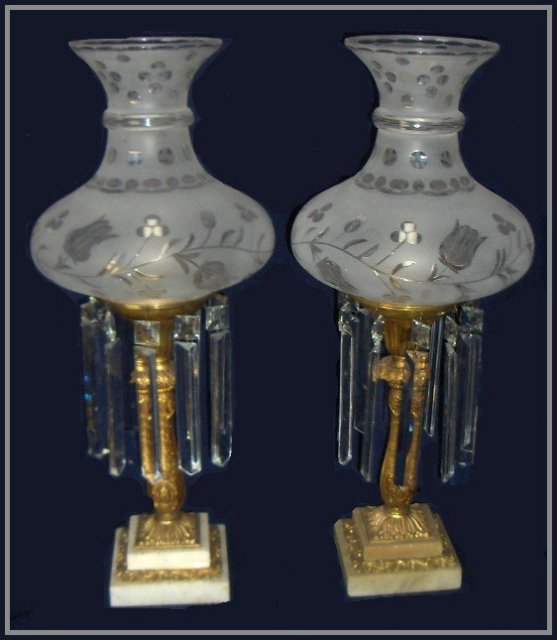 Pair of 19th Century Matching Astral Lamps