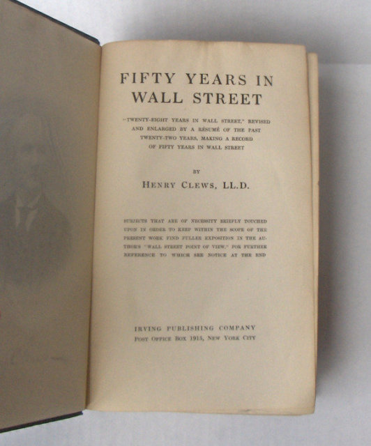 Fifty Years in Wall Street by Henry Clews