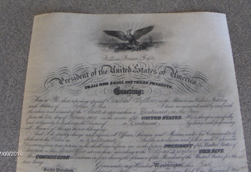 Military Appointment Signed by William H. Taft for Arthur H. Rice