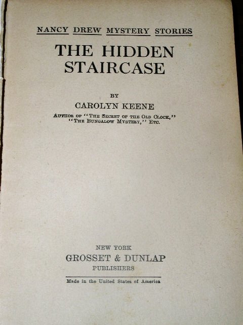 Nancy Drew, The Hidden Staircase, 1938,