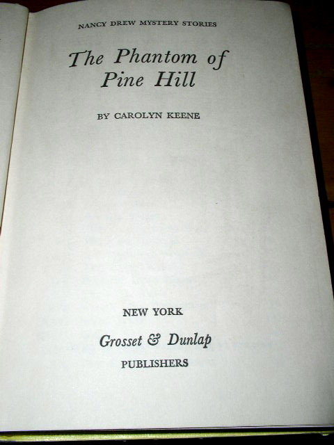 Nancy Drew, The Phantom of Pine Hill Book