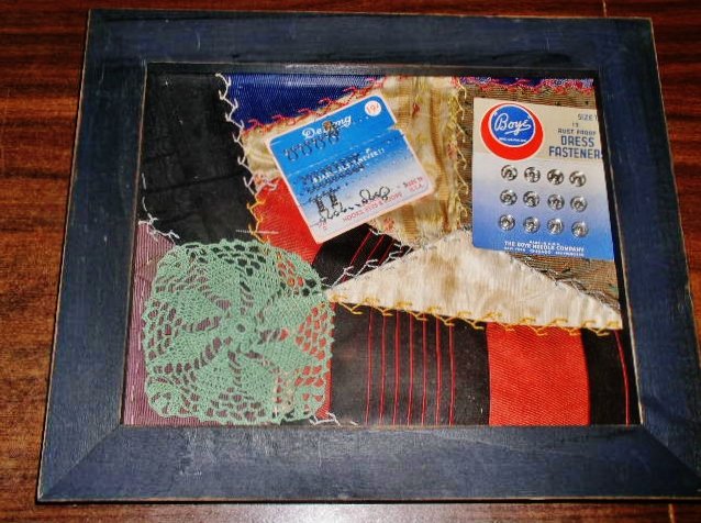 Crazy Quilt Square w/Embroidery Framed