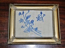 Blue Work Embroidery Quilt Square, Framed