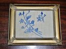 Blue Work Embroidery Quilt Square, Framed