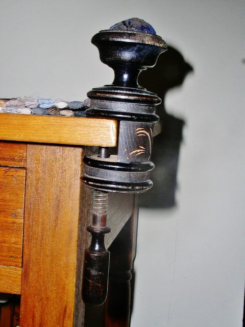 Wood Victorian Sewing Clamp and Pin Cushion