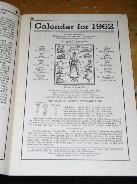 1962 Almanac from Darlings Minerals