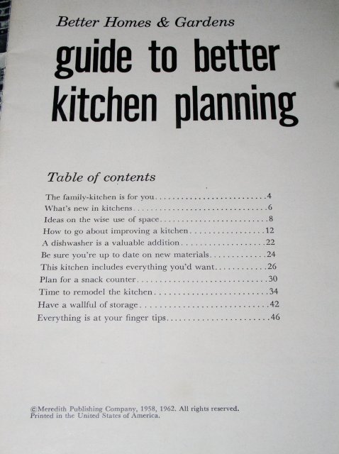Better Homes & Gardens Guide to Better Kitchen Planning Booklet