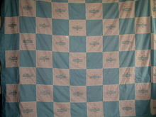 White & Blue Embroidered Quilt Top, 1940's - QTP