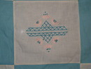White & Blue Embroidered Quilt Top, 1940's - QTP